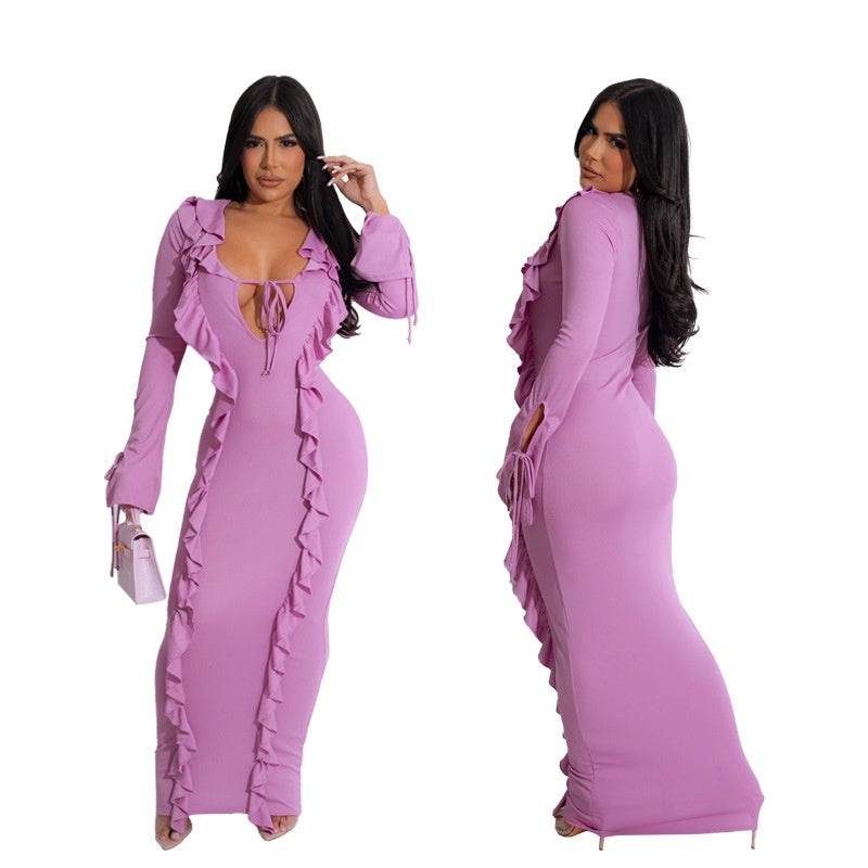 Elegant Violet Bridesmaid Dress - Pure Color Tie Stringy Selvedge Style - Buy Center