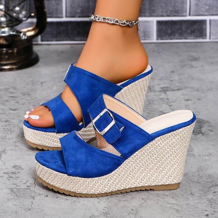 Buycenter Women's Plus Size Wedge Slippers - Thick Bottom, Casual Style - Buy Center