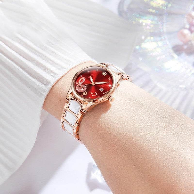 Buycenter Women's Quartz Watch - Diamond Inlaid, 30M Waterproof Design - Buy Center