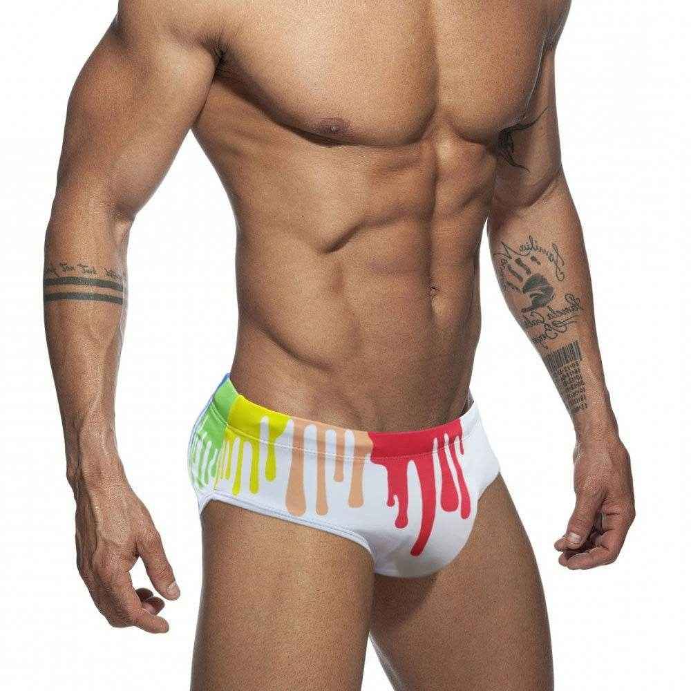 Stylish Men's Swim Briefs - Sexy Color Printed Tape Cup Design