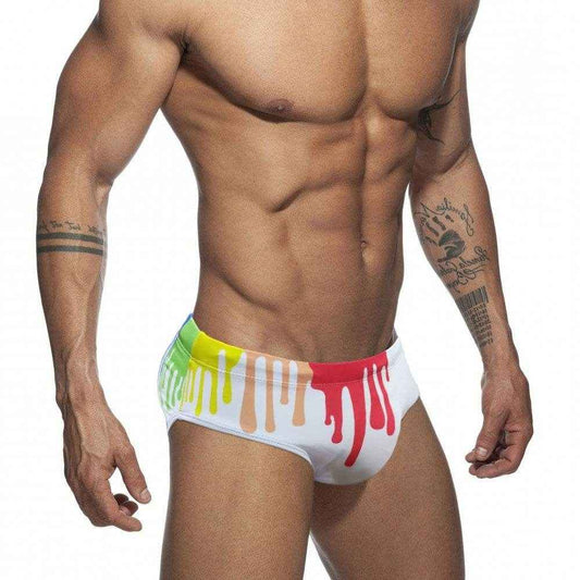 Stylish Men's Swim Briefs - Sexy Color Printed Tape Cup Design