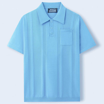 Buycenter Men's Summer Polo Shirt - Short Sleeve Solid Color Sweater - Buy Center