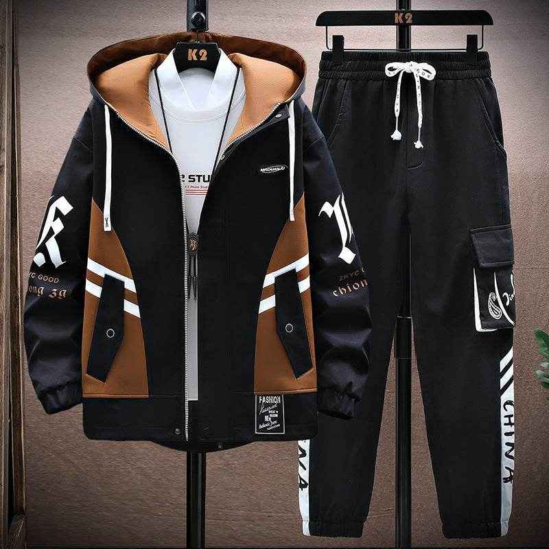 Men's Fall Jacket and Trousers Set - Stylish Leisure Wear for All Sizes