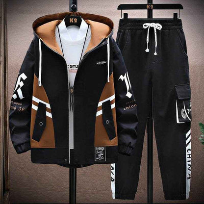 Men's Fall Jacket and Trousers Set - Stylish Leisure Wear for All Sizes