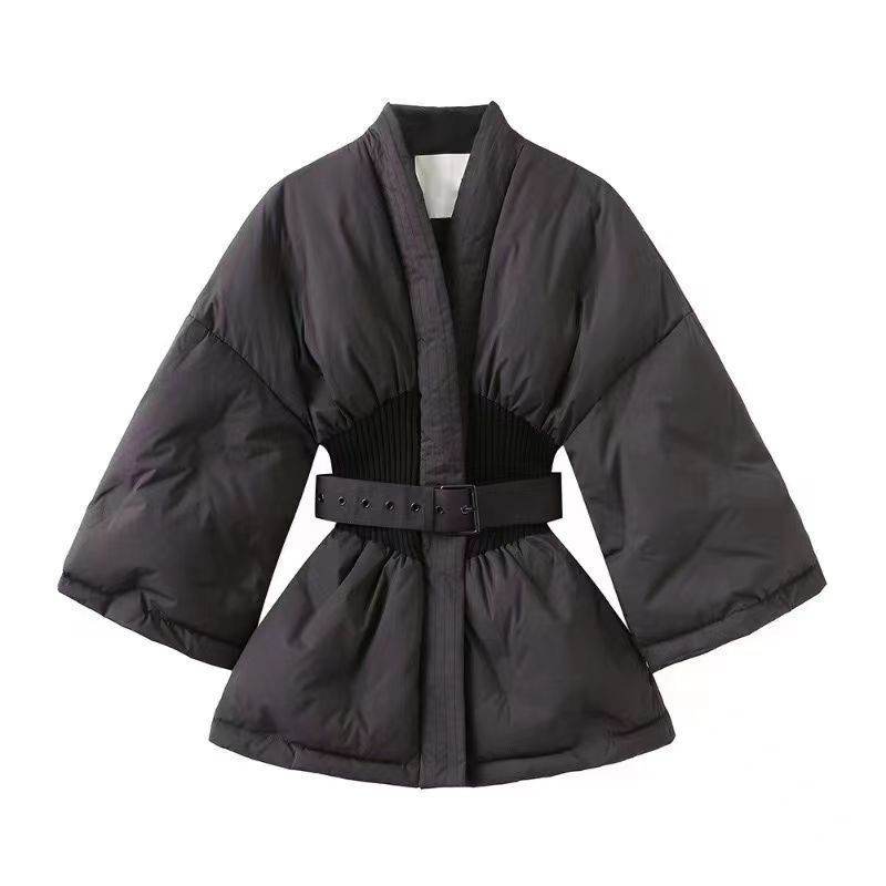 Black Cotton Padded Coat for Women - Stylish, Thickened, Extended Length - Buy Center