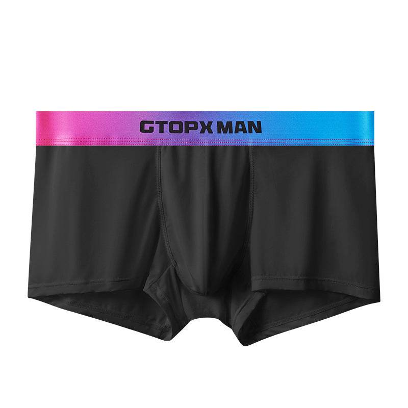 Men's Ice Silk Low Waist Boxers - Breathable Nylon Gradient Design - Buy Center