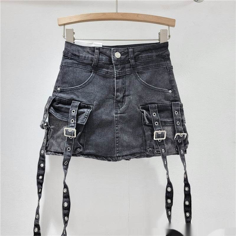 Spring & Summer Denim Short Skirt - A-Line, Hip-Wrapped Style 2025 - Buy Center