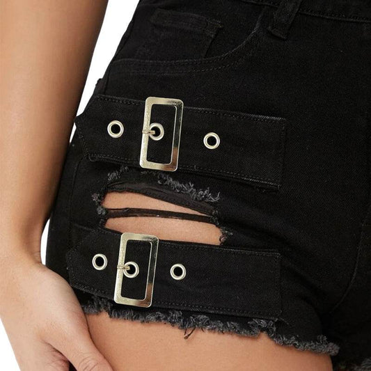 High Waist Ripped Stretch Casual Pants - Women’s Stylish Denim Shorts - Buy Center