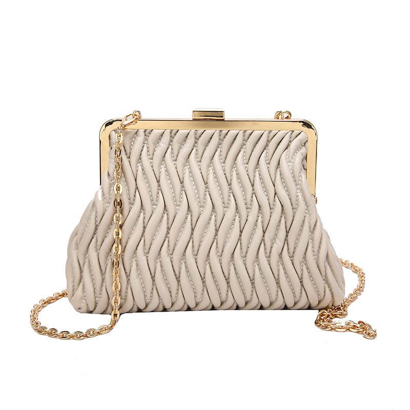 Buycenter Pleated Handbag - Chain Lock Design for Evening Outfits - Buy Center