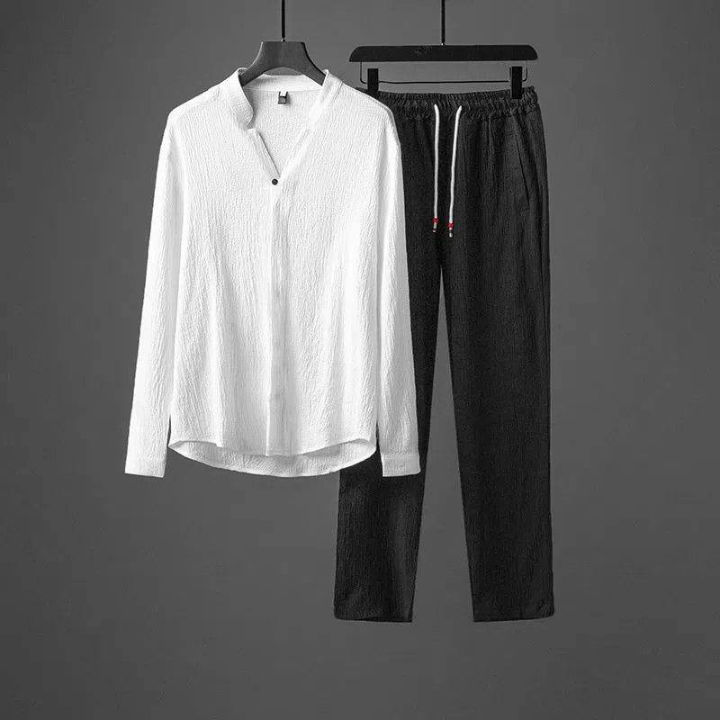 Buycenter Chinese Style Tang Suit - Plus Size Long Sleeve Two-Piece Set - Buy Center