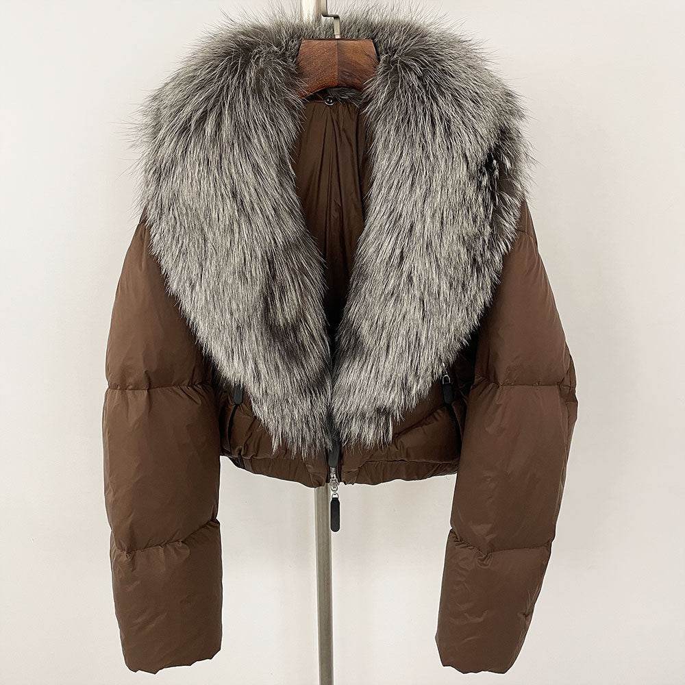 Luxurious Fox Fur Collar Down Jacket - Thick Stylish Coat for Women - Buy Center