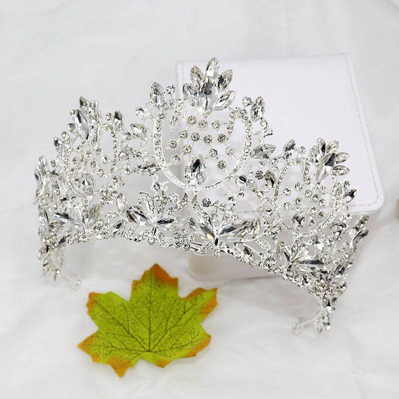 Elegant Flower Horse Eye Tiara - Gold Plated Wedding Crown Jewelry - Buy Center