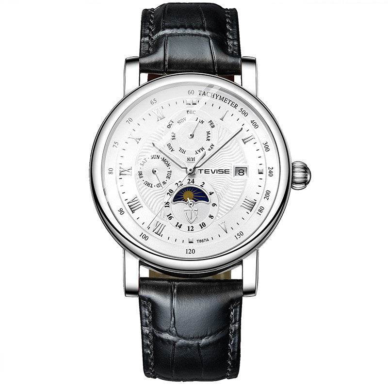 Automatic Mechanical Men's Tourbillon Watch - Premium Leather & Glass - Buy Center