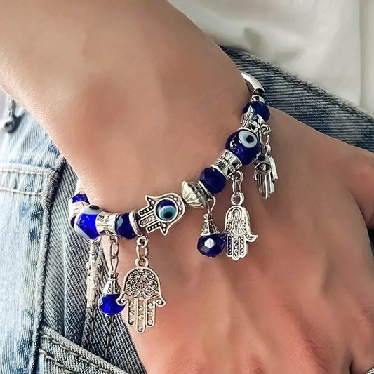 Evil Eye Bracelet for Women - Rose Shell & Crystal Beads, Trendy 2025 - Buy Center