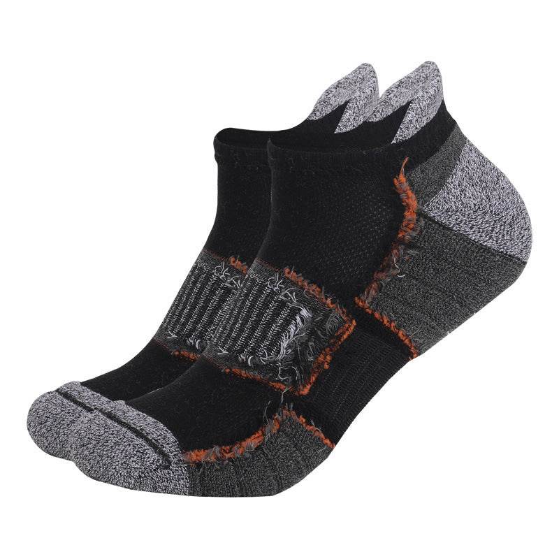 Two Wolves Low-Cut Combed Cotton Socks - Non-Slip Thick Towel Design - Buy Center