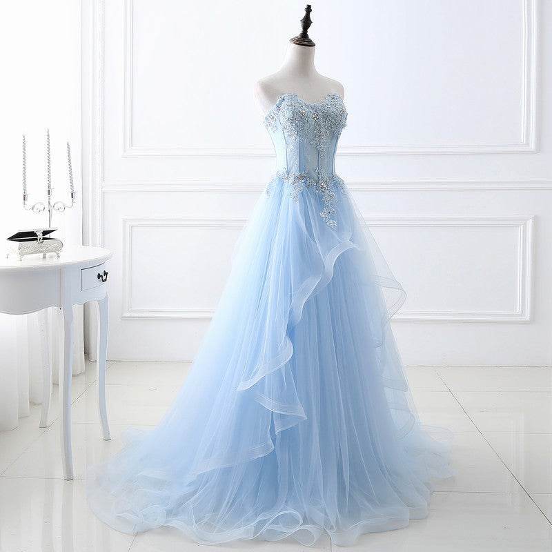 Light Blue Tube Top Slim Fit Bridesmaid Dress - Perfect for Parties 2025 - Buy Center