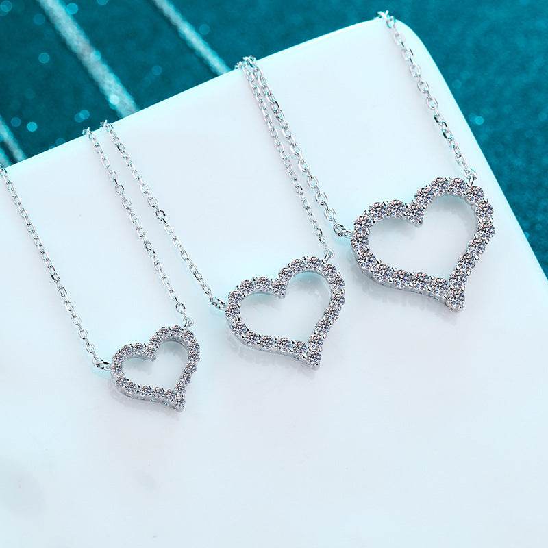 Buycenter Heart Shape Necklace for Women - 925 Silver Moissanite Pendant - Buy Center