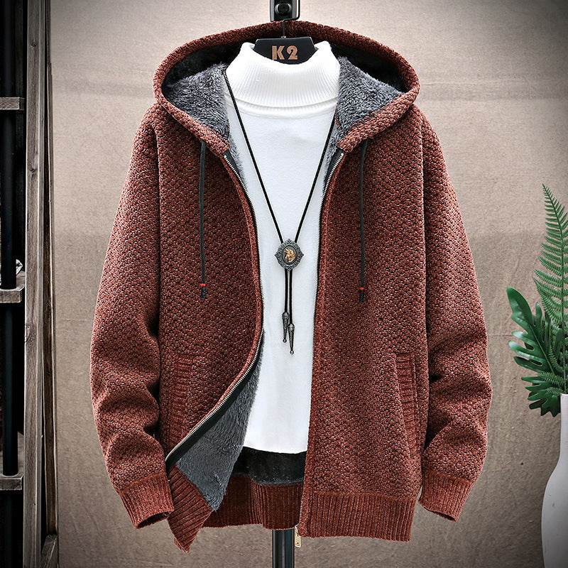 Men's Hooded Zipper Sweater - Slim Fit Cotton Trench Coat for Winter - Buy Center