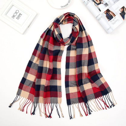 Men's English Plaid Faux Cashmere Scarf - Stylish & Warm Accessory - Buy Center