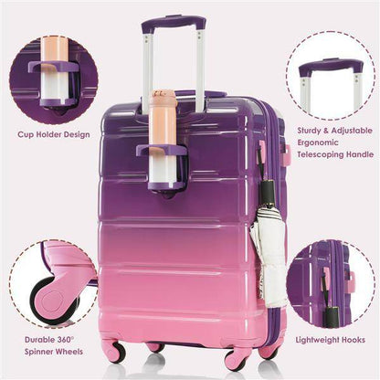 Purple & Pink Luggage Set of 3 - USB Port & Airline Approved Carry-On - Buy Center