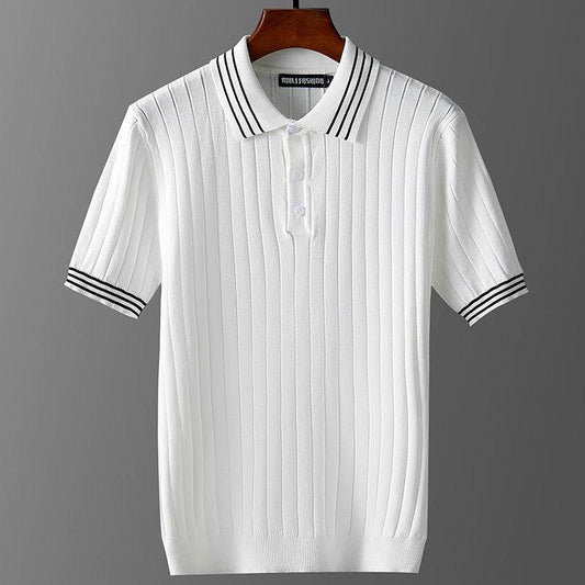 Men's Ice Silk Polo Sweater - Lightweight & Breathable Short Sleeve Style - Buy Center