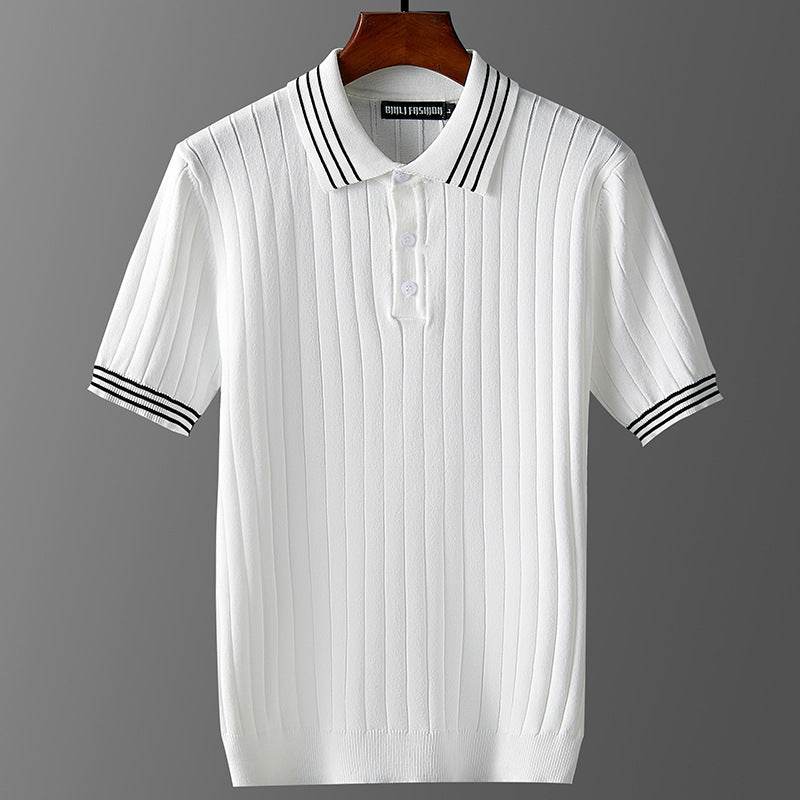 Men's Ice Silk Polo Sweater - Lightweight & Breathable Short Sleeve Style - Buy Center