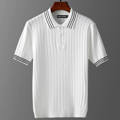 Men's Ice Silk Polo Sweater - Lightweight & Breathable Short Sleeve Style - Buy Center