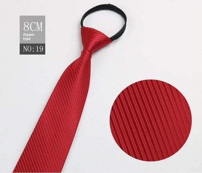 Black Striped Blue Business Tie - Lazy Zip Closure for Easy Wear - Buy Center