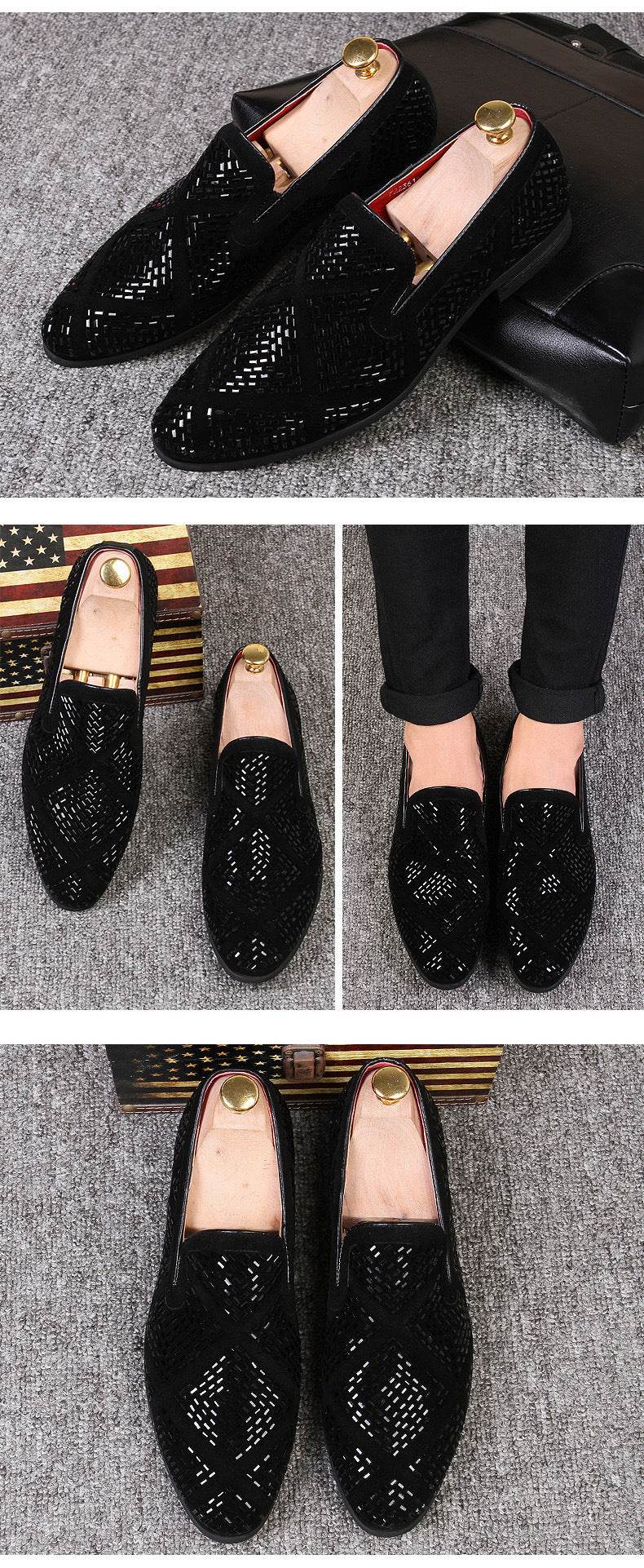 Men's Black Paillette Casual Shoes - Stylish Pointed Toe Design 2025 - Buy Center