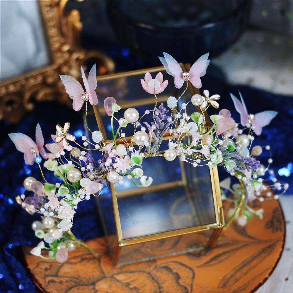 Enchanted Blue & White Fairy Butterfly Garland Headdress for Kids - Buy Center
