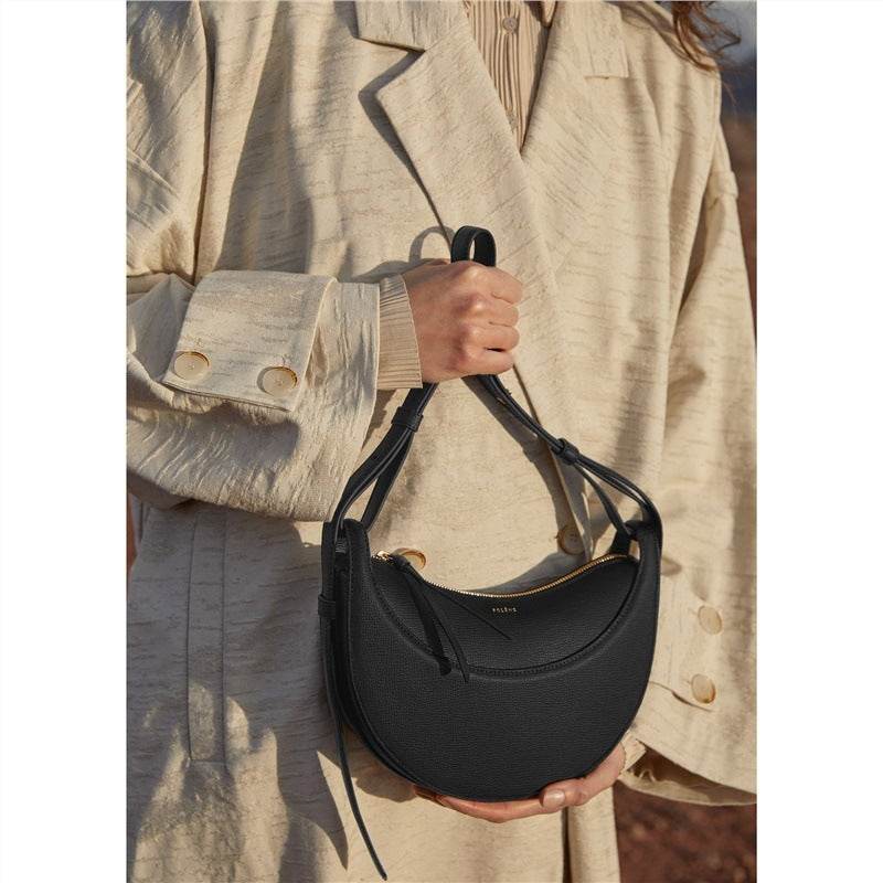 Buycenter Litchi Pattern Crescent Leather Bag - Stylish Evening Accessory - Buy Center
