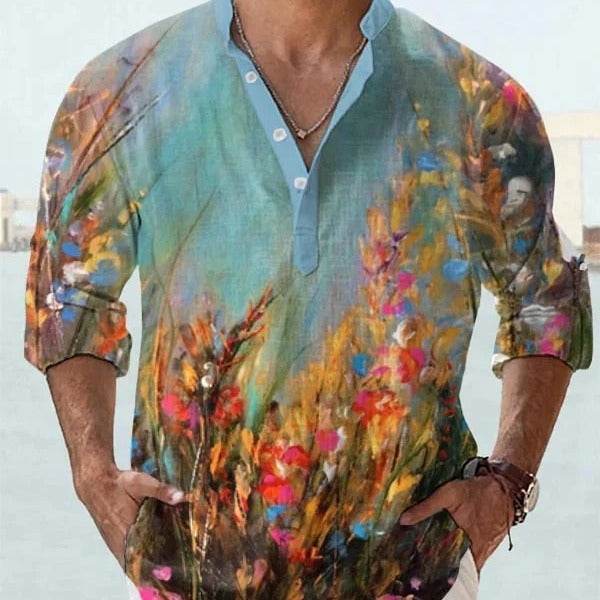 3D Digital Printing Polo Shirt for Men - Stylish Long Sleeve Sports Top - Buy Center