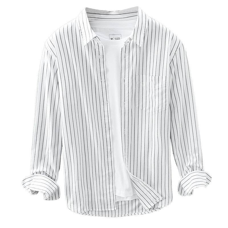 Men's Cotton Striped Long-Sleeved Shirt - Casual Fashion for Every Occasion - Buy Center