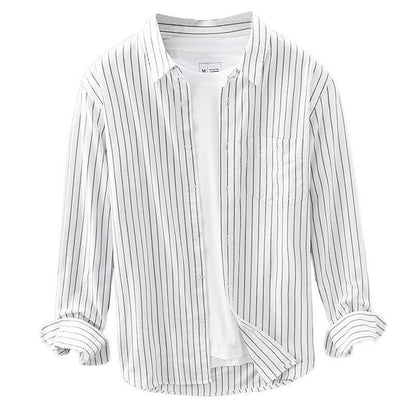 Men's Cotton Striped Long-Sleeved Shirt - Casual Fashion for Every Occasion - Buy Center