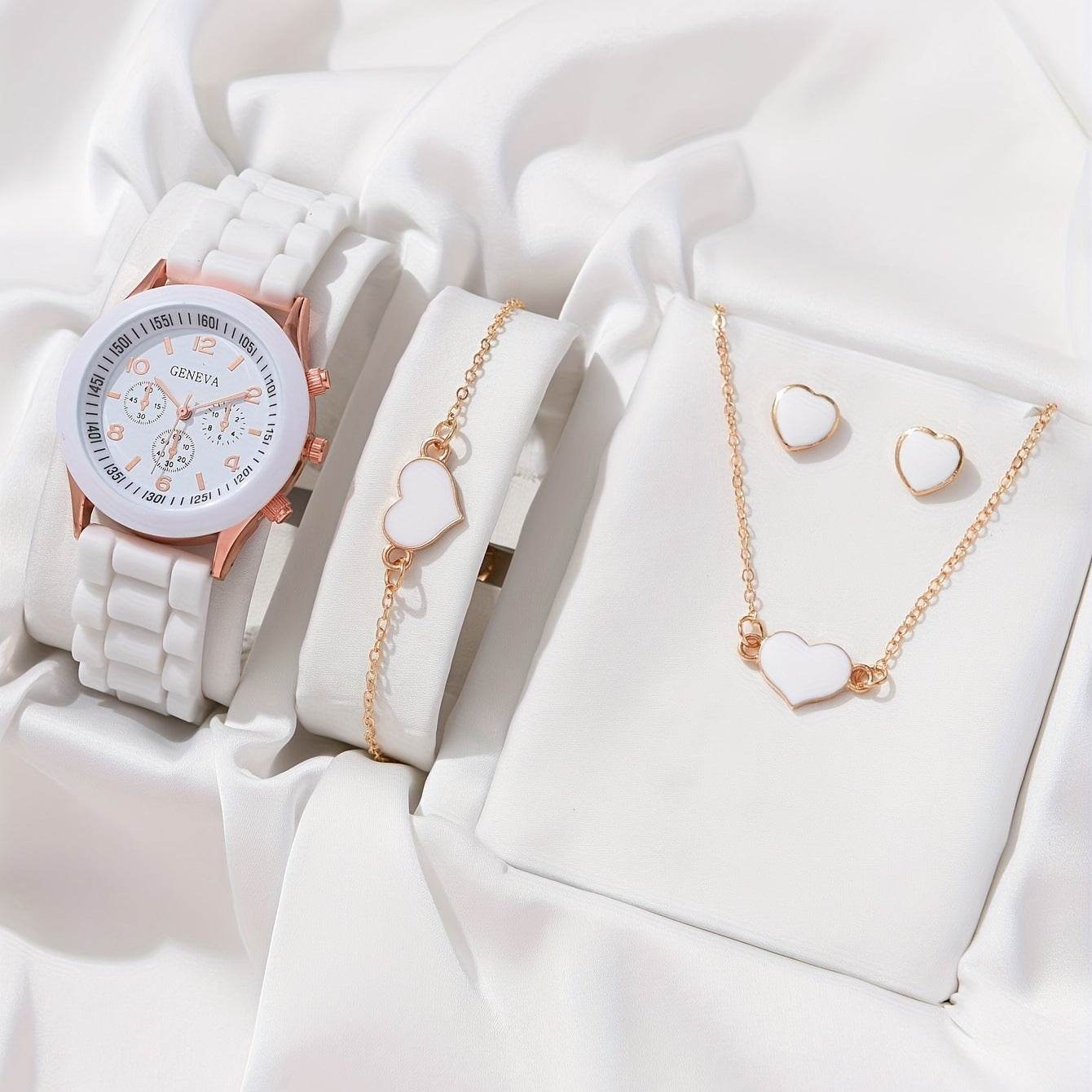 Buy Center Women's Imitation Leather Watch Set - Elegant Jewelry Bundle - Buy Center