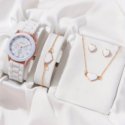 Buy Center Women's Imitation Leather Watch Set - Elegant Jewelry Bundle - Buy Center