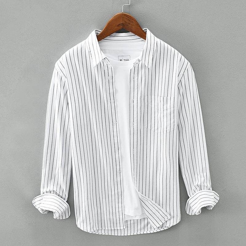Men's Cotton Striped Long-Sleeved Shirt - Casual Fashion for Every Occasion - Buy Center