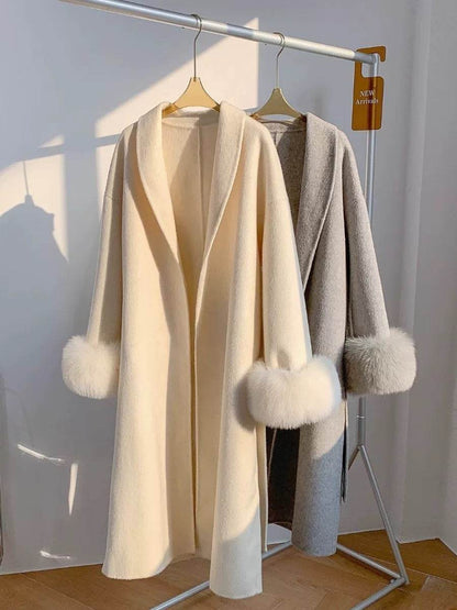 Women's Reversible Cashmere Coat - Elegant Long Lapel & Stylish Design - Buy Center