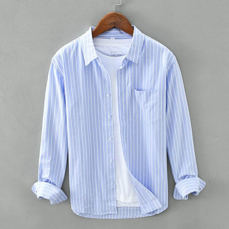 Men's Cotton Striped Long-Sleeved Shirt - Casual Fashion for Every Occasion - Buy Center