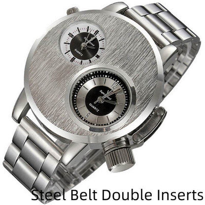 Buycenter Large Double-Movement Quartz Watch for Men - Stainless Steel - Buy Center