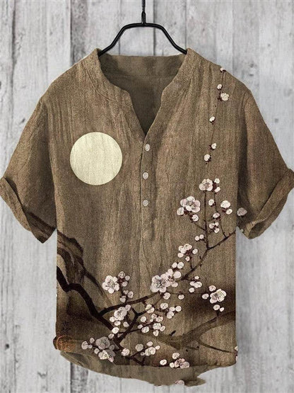 Summer Men's Short-Sleeved Shirt - Loose Fit Linen for Travel & Comfort - Buy Center