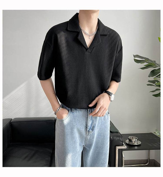 Buycenter Plain Short Sleeve Polo - Loose Fit for Teenagers - Summer Style - Buy Center