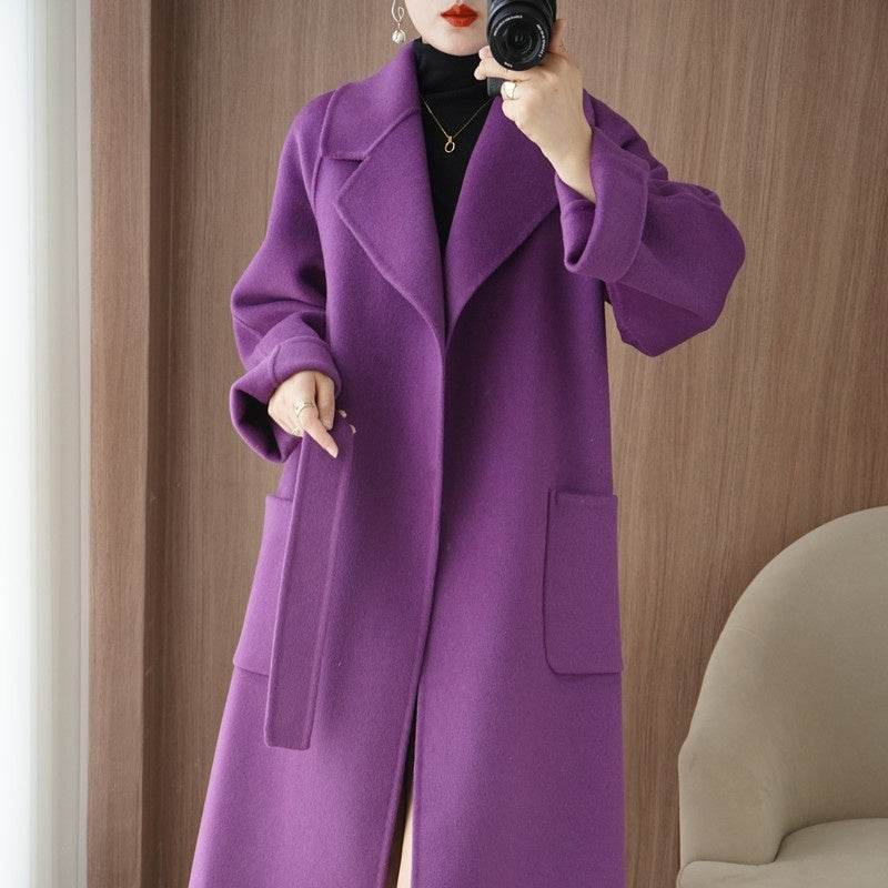 Hepburn Style Thickened Jacket - Loose-Fitting Wool Blend Coat in Colors - Buy Center