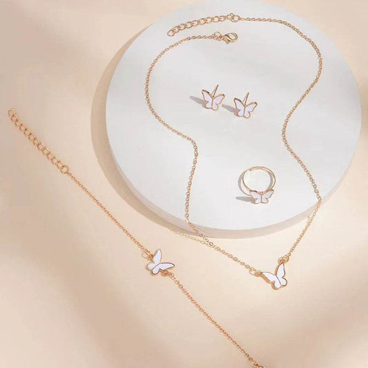 Buycenter 5PCS Butterfly Jewelry Set - Necklace, Earrings, Ring & Bracelet - Buy Center