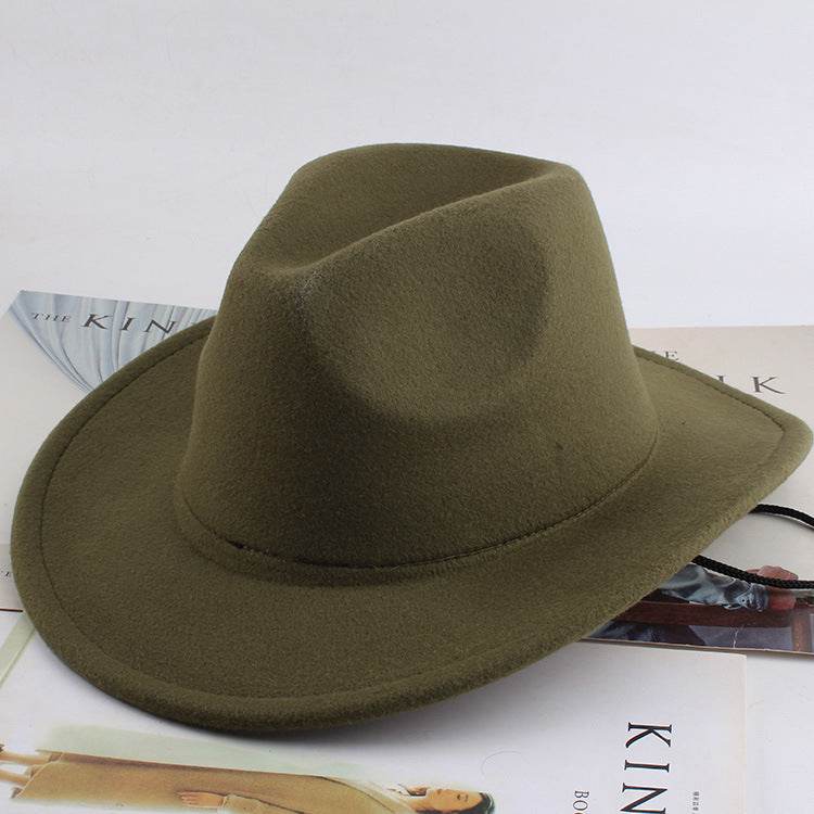 European & American Woolen Cowboy Hat - Stylish Adjustable Fit for All - Buy Center