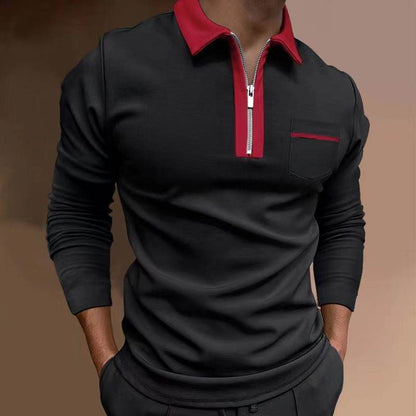 Buycenter Slim Fit Long Sleeve Men's T-Shirt - Zipper Decoration Styles - Buy Center