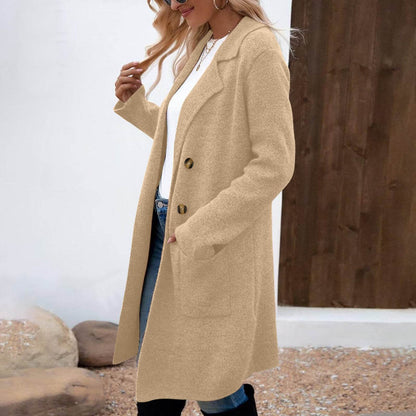 Buycenter Women's Mid-Length Woolen Coat Jacket - All-Match Fashionable Style - Buy Center