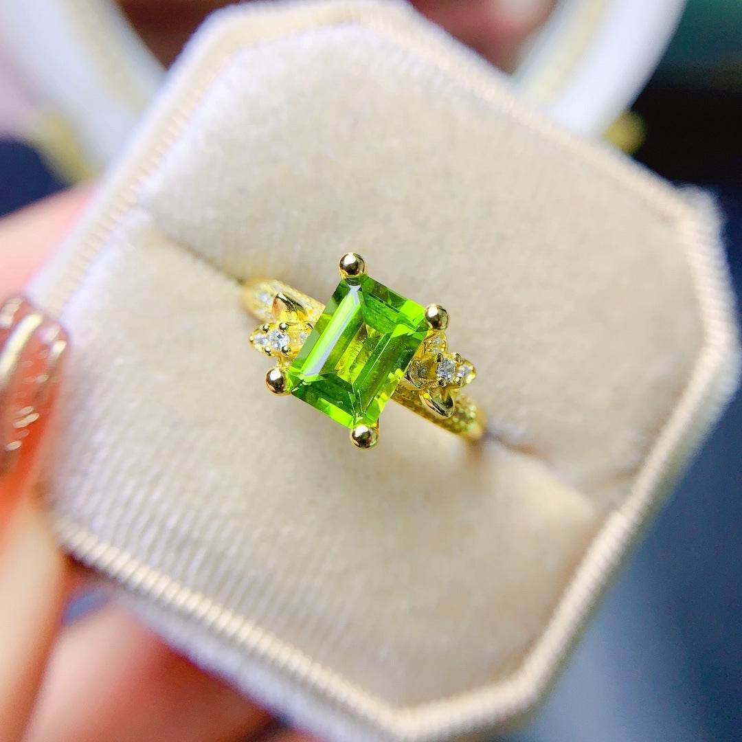 Buycenter Natural Peridot Ring - S925 Silver Polished Jewelry - Buy Center