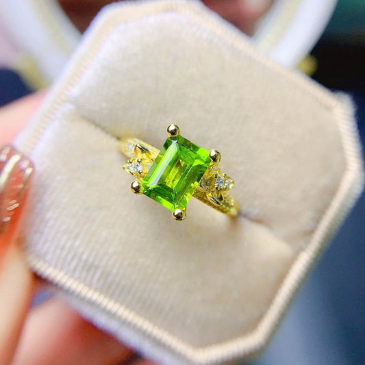 Buycenter Natural Peridot Ring - S925 Silver Polished Jewelry - Buy Center
