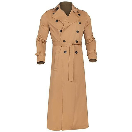 Stylish Long Trench Coat for Men - Double Breasted, Large Lapel Design - Buy Center